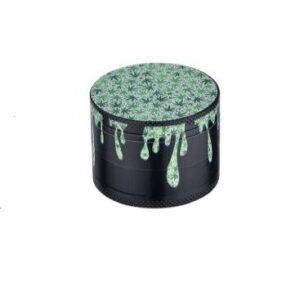 CHAMP HIGH GRINDER DECORADO GOTEO HOJITAS MARIHUANA 40MM (DRIPPING LEAF PRINT)