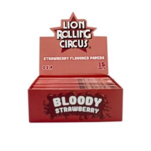 LION ROLLING CIRCUS PAPEL SABOR BLOODY STRAWBERRY 1 1/4 (15UD/DISPLAY-33PAPELES/LIBRILLO)