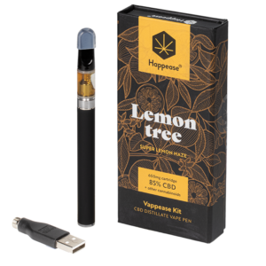 HAPPEASE KIT VAPEADOR CBD RECARGABLE "LEMON TREE" SUPER LEMON HAZE (85% CBD - 600MG)