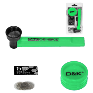 SET PIPA PLASTICO COLOR VERDE 90MM + REJILLA + GRINDER 30MM