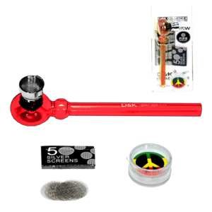 PIPA CRISTAL ROJO 140MM + GRINDER 30MM + REJILLA