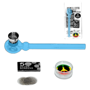 PIPA CRISTAL AZUL CLARO 140MM + GRINDER 30MM + REJILLA