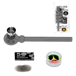 PIPA CRISTAL NEGRO 140MM + GRINDER 30MM + REJILLA