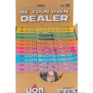 LION ROLLING CIRCUS PAPEL 1 1/4 FRENCH UNBLEACHED + TIPS (50UD/DISPLAY)